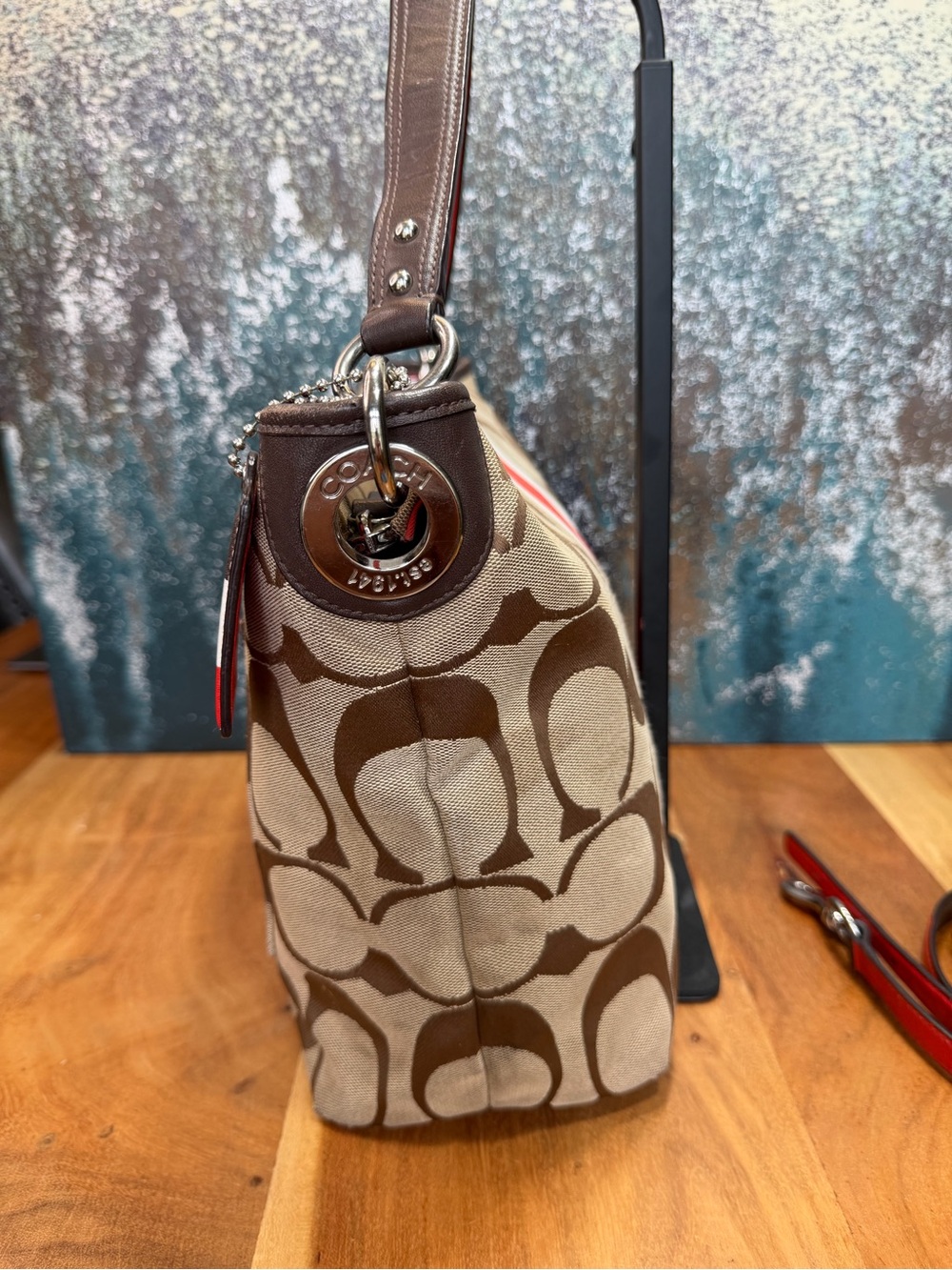 Coach 2012 Y2K Monogram Orange/Tan Crossbody Bag (Fair) - Picture 6 of 15